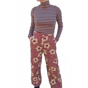 NEW &MERCI floral pant in burgundy